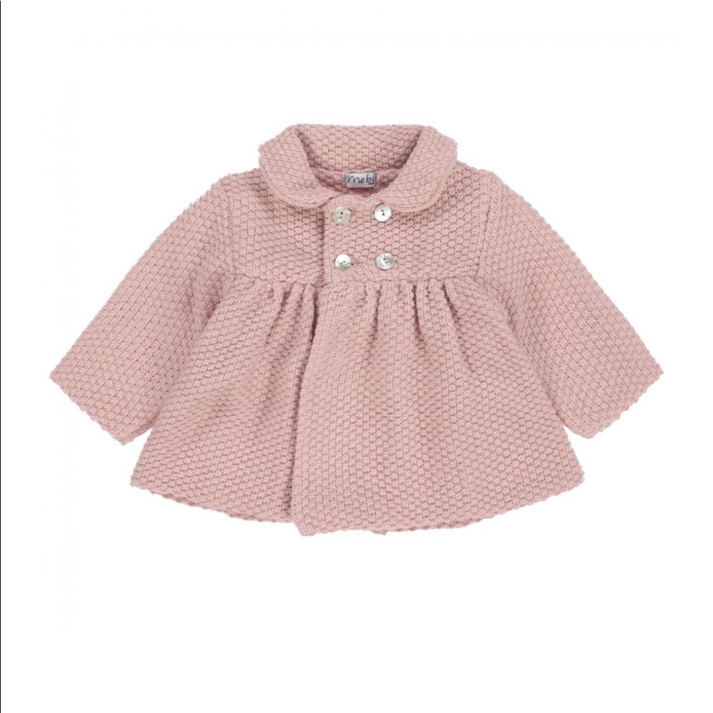 MEBI GIRLS PINK KNITTED PRAM COAT